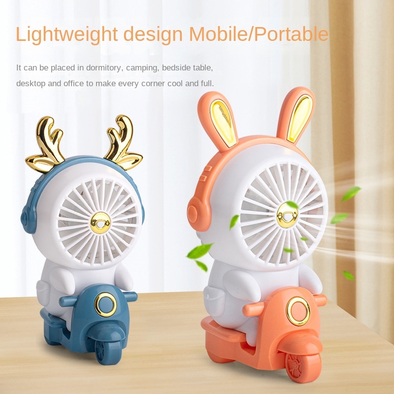 Office Desktop Fan Cartoon Cute Handheld Mini Usb Rechargeable Small Fan Student Dormitory Ornament Electric Fan